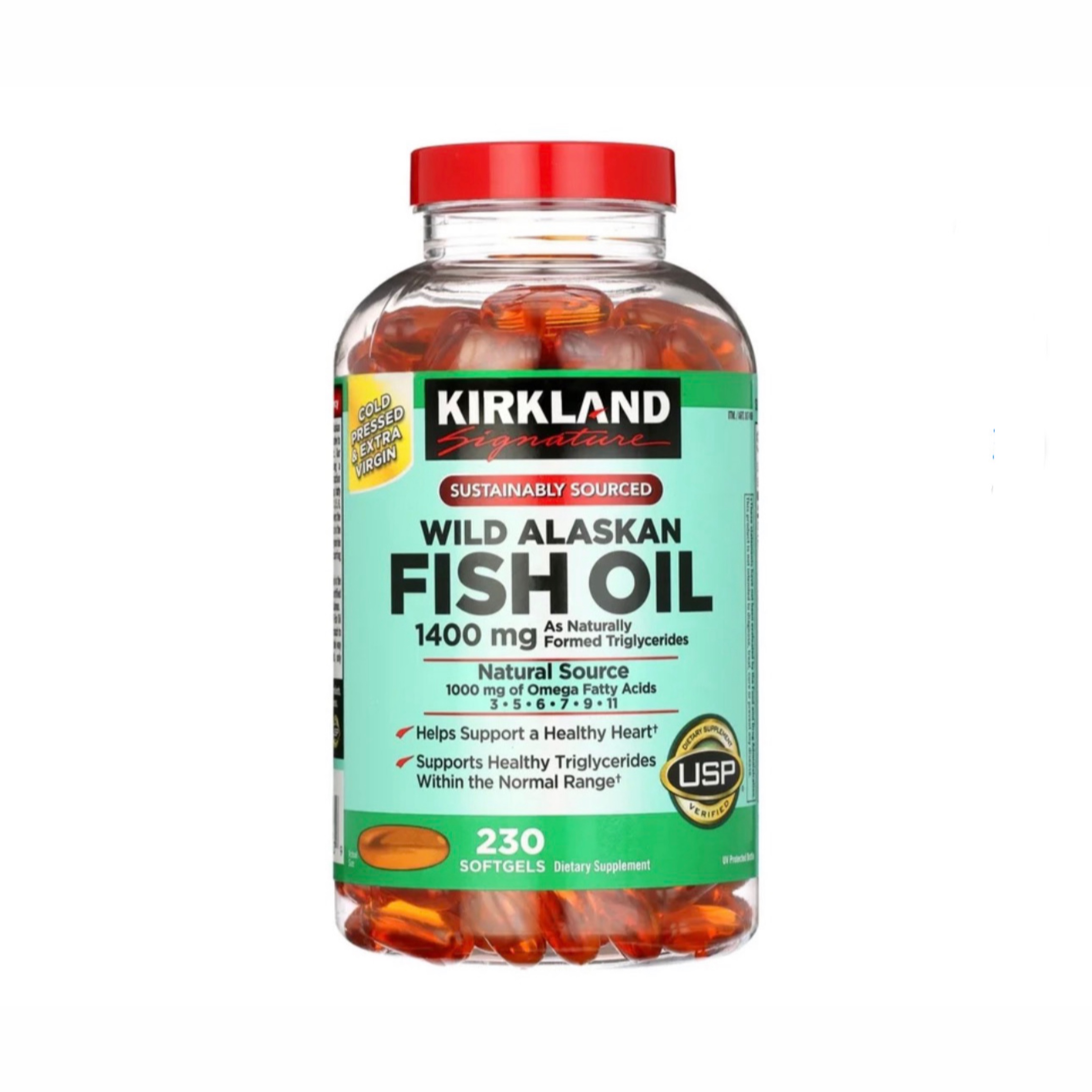 کپسول روغن ماهی آلاسکا کرکلند 1400 میلی‌گرم | Fish Oil 1400mg Kirkland (230 عددی)