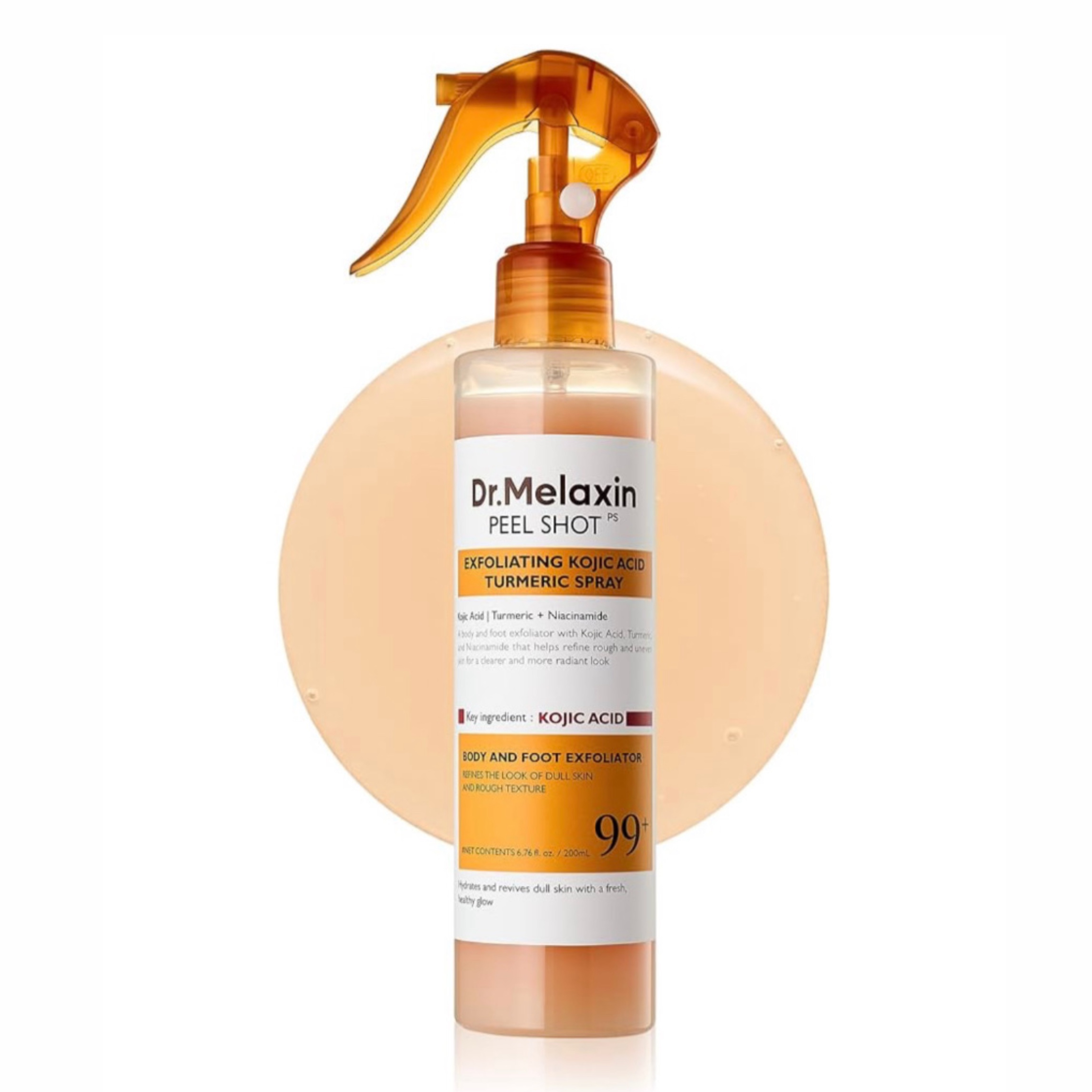 اسپری لایه بردار و روشن کننده پوست بدن دکتر ملاکسین Dr.Melaxin مدل Peel Shot Kojic Acid Turmeric Spray