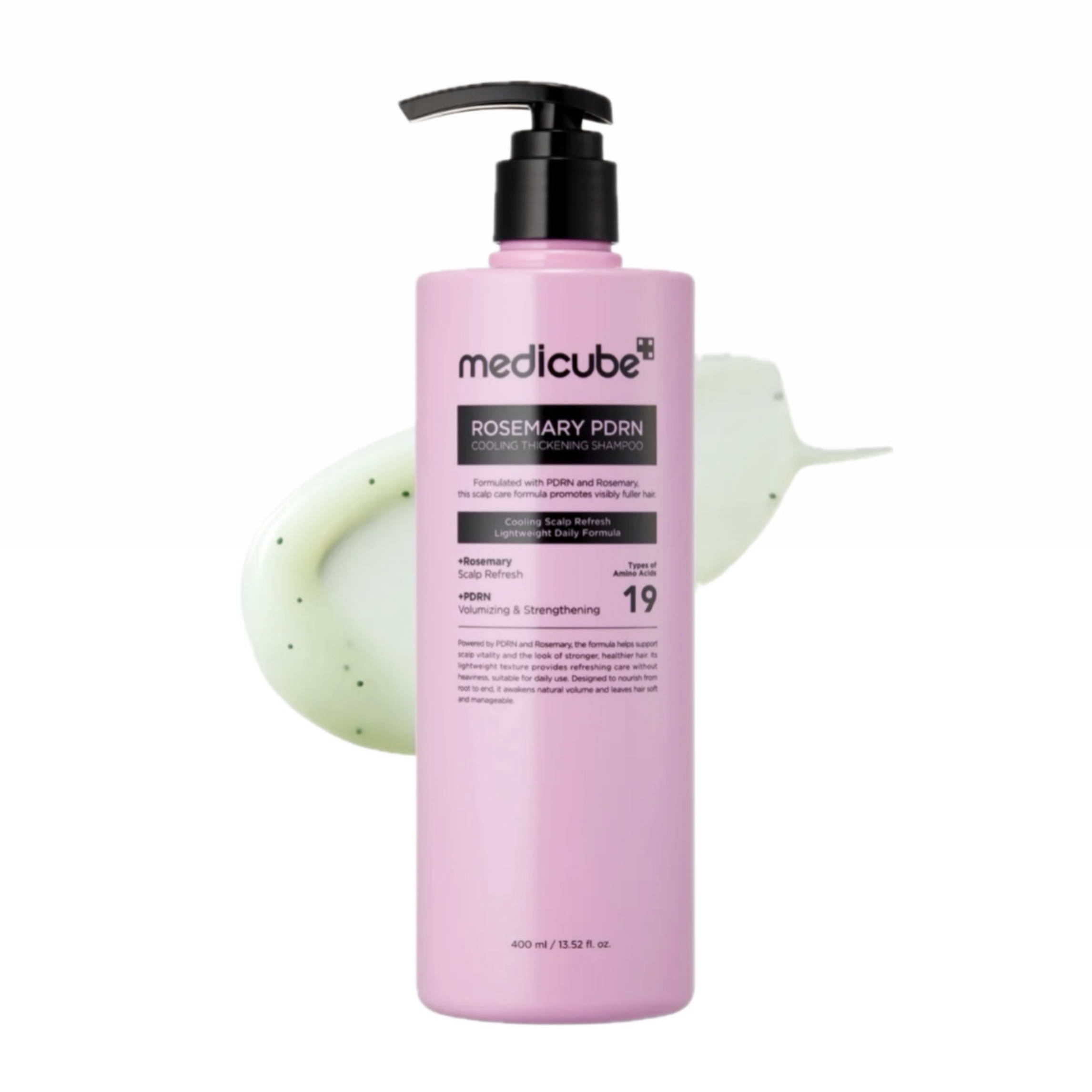 شامپو حجم دهنده و خنک کننده پوست سر مدی کیوب Medicube مدل Rosemary PDRN Cooling Thickening Shampoo